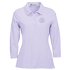 Rotary Ladies 2-Button V-Neck Lavender Polo Shirt, 3/4 Sleeve